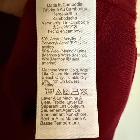 J. Crew Dark Red Merino Wool Blend Turtleneck Sweater Size Large - Picture 10 of 12